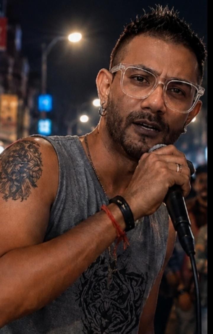 Singer performing live